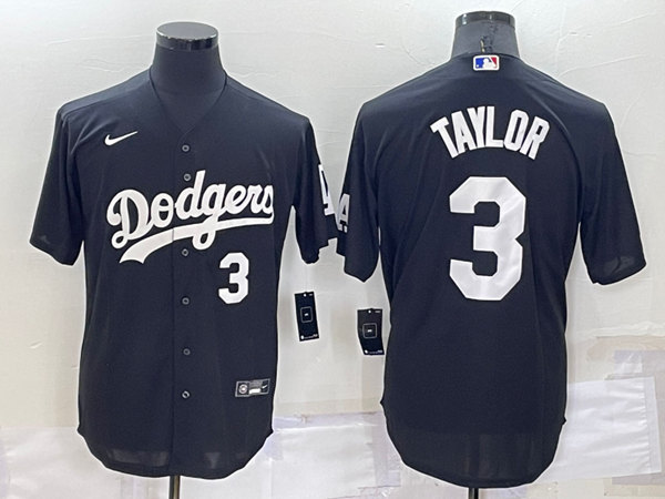 Los Angeles Dodgers #3 Chris Taylor Black Cool Base Stitched Baseball Jersey - Zenithce
