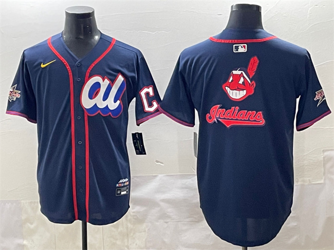 American League Cleveland Guardians Team Big Logo Navy 2025 All-Star Edition Limited Stitched Jersey - Zenithce