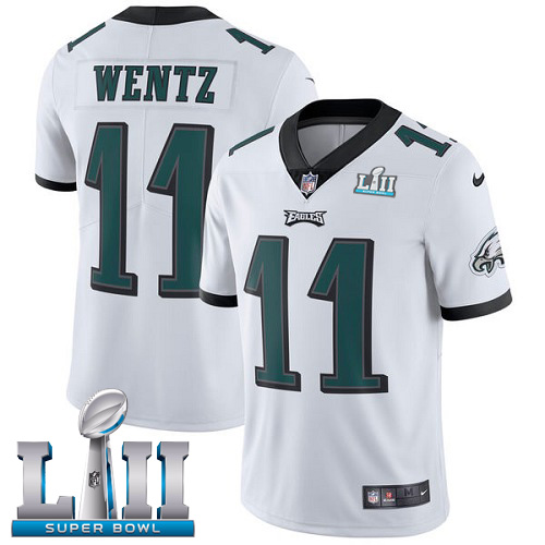 Philadelphia Eagles #11 Carson Wentz White Super Bowl LII Game Stitched Jersey - Zenithce