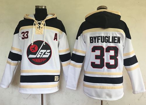 Jets #33 Dustin Byfuglien White Sawyer Hooded Sweatshirt Stitched Jersey - Zenithce