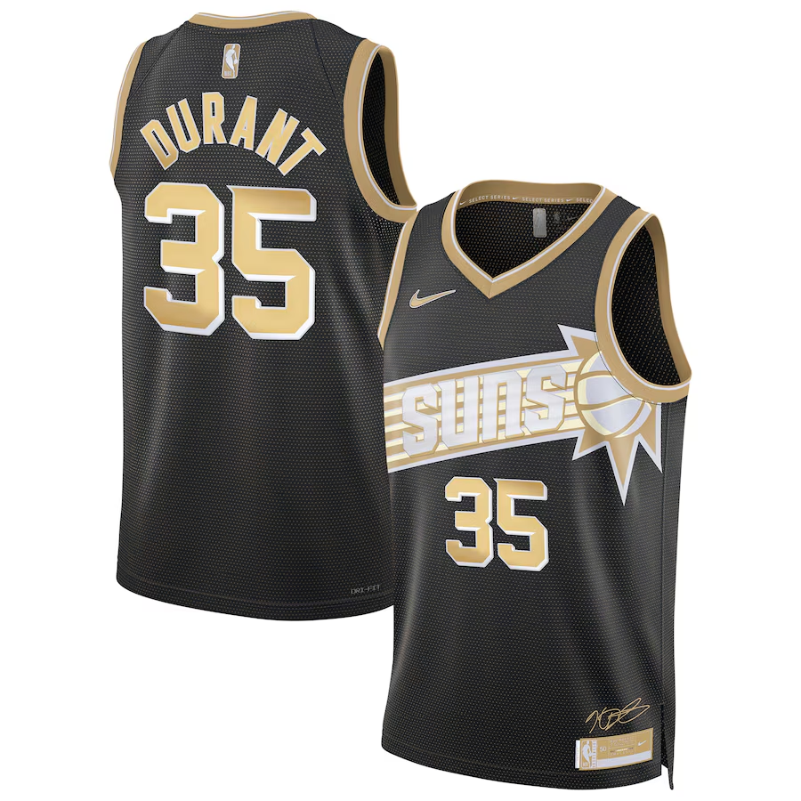 Phoenix Suns #35 Kevin Durant Black Gold 2024 Select Series Stitched Jersey - Zenithce