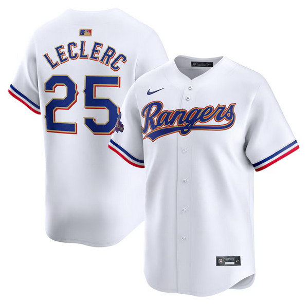 Texas Rangers #25 Jose Leclerc White 2024 Gold Collection Cool Base Stitched Jersey - Zenithce