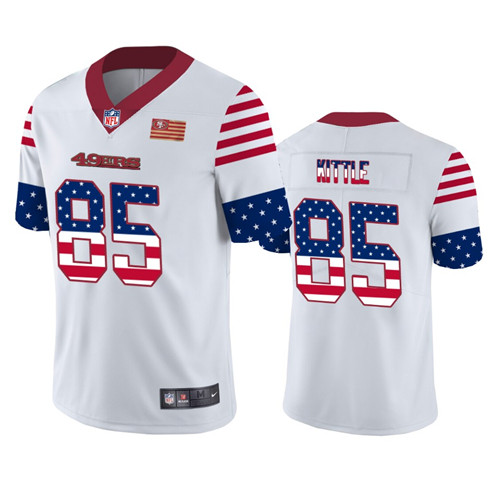 San Francisco 49ers #85 George Kittle White 2019 USA Flag Fashion Limited Stitched Jersey - Zenithce