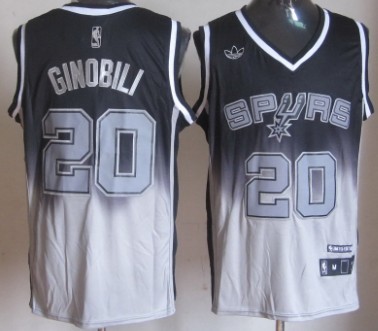 San Antonio Spurs #20 Manu Ginobili Black/Gray Fadeaway Fashion Jersey - Zenithce