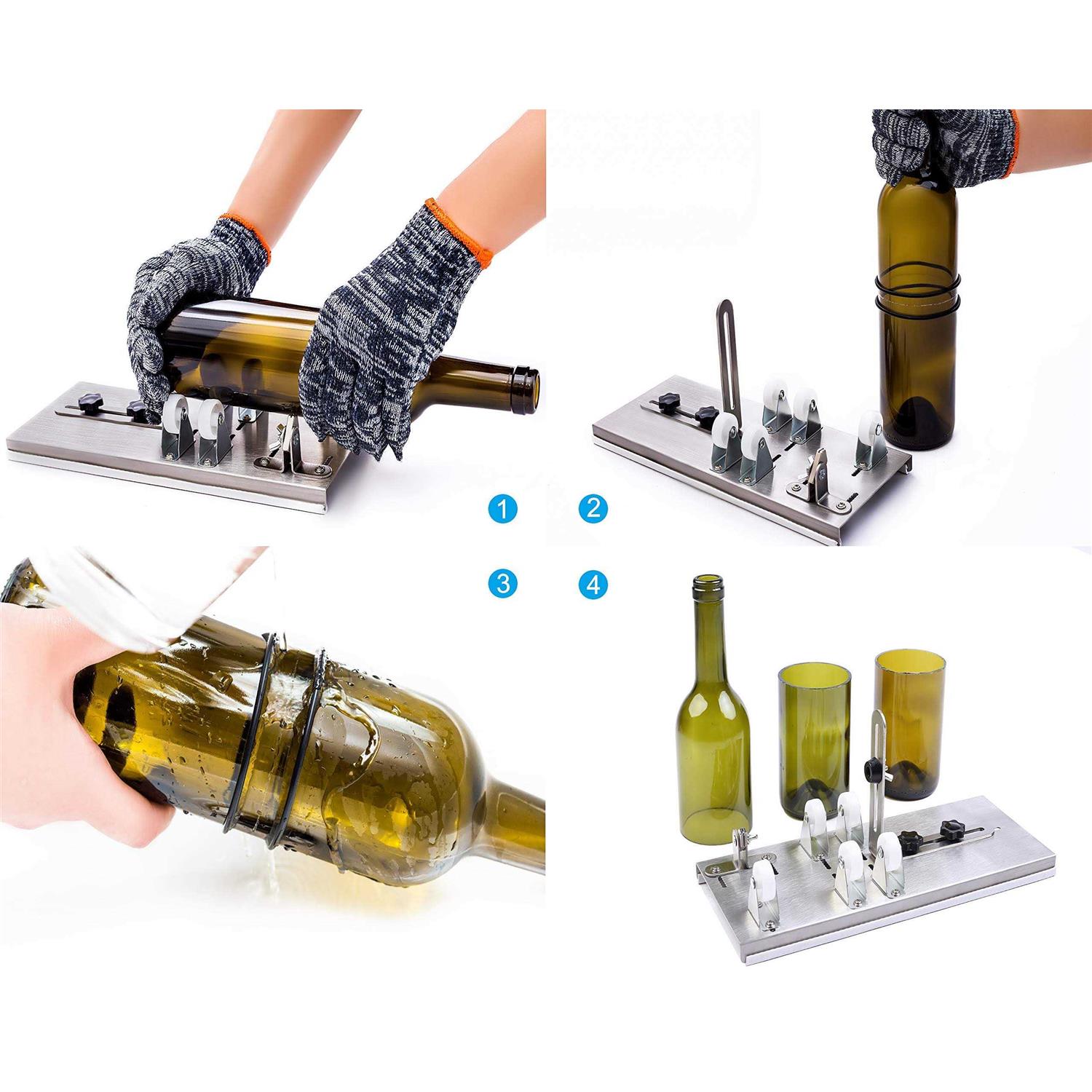 Glass Bottle Cutter Fixm Square & Round Bottle Cutting Machine Wine Bottles and Beer Bottles Cutter Tool with Accessories Tool Kit - Zenithce