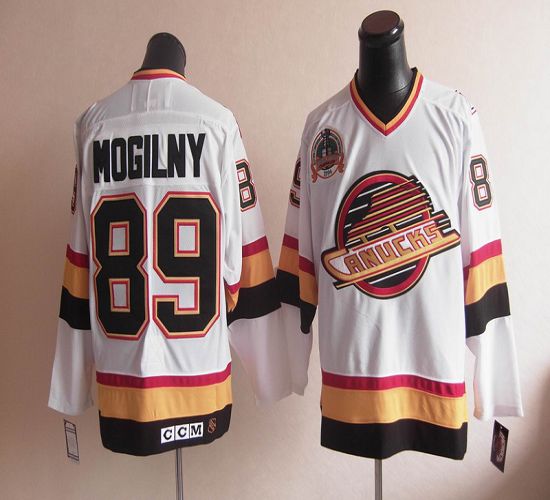 Canucks #89 Alexander Mogilny Stitched White CCM Throwback Jersey - Zenithce