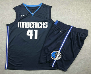 Dallas Mavericks #41 Dirk Nowitzki NEW Navy Blue 2020 Swingman Stitched Jersey With Shorts - Zenithce