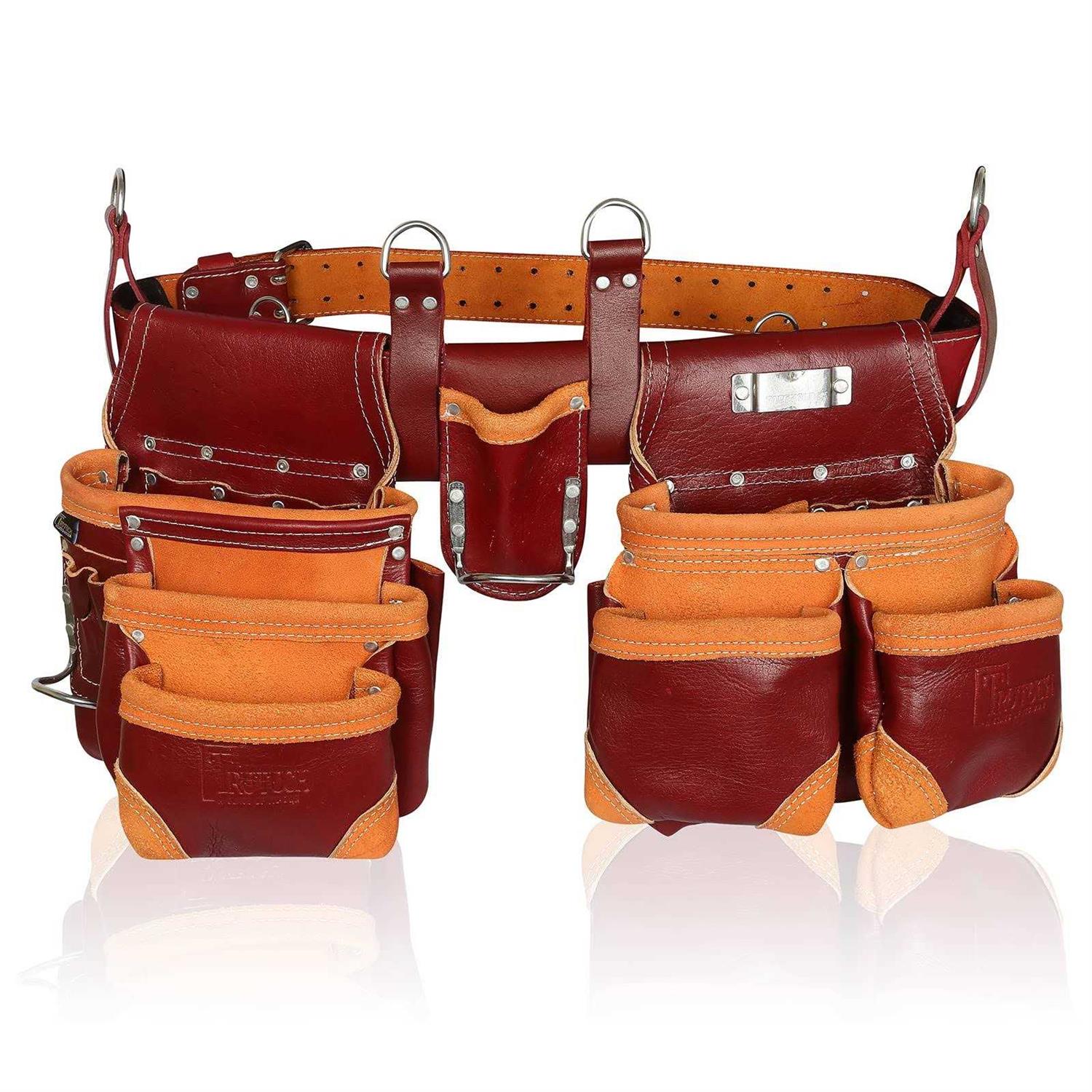Trutuch Brown Leather Tool Belt Pouch Bag 17 Pockets - Zenithce
