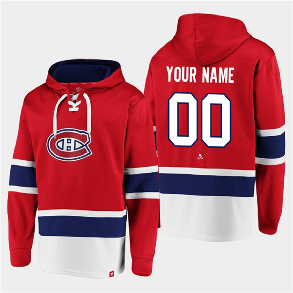 Montreal Canadiens Custom Red Ageless Must-Have Lace-Up Pullover Hoodie - Zenithce