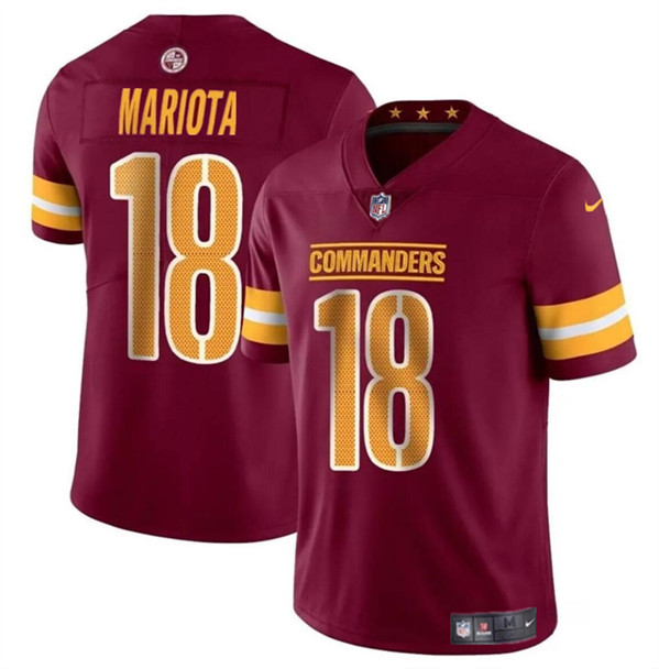 Washington Commanders #18 Marcus Mariota Burgundy 2024 Vapor Limited Stitched Jersey - Zenithce