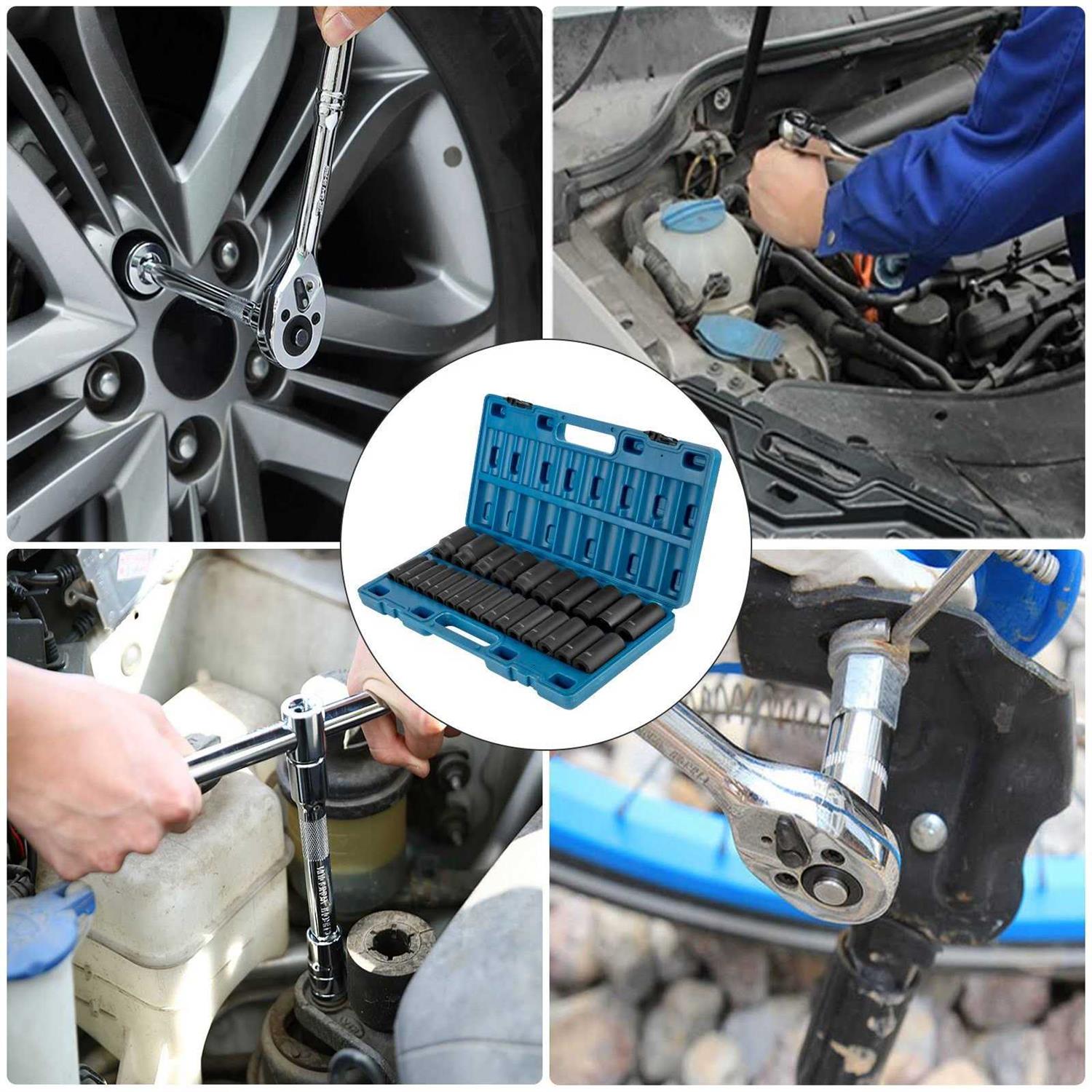 VEVOR Impact Socket Set 1/2 Inches 19 Piece Impact Sockets - Zenithce