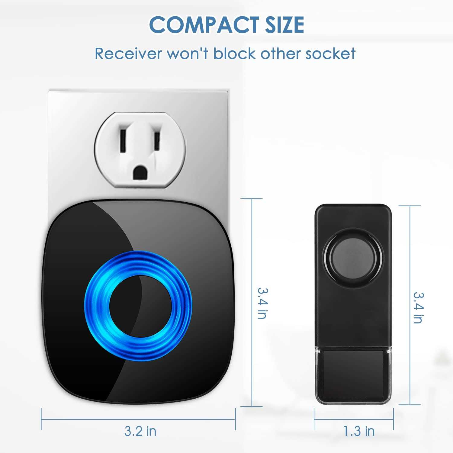 Wireless Doorbell 1200 Feet Waterproof Doorbells for Home with 36 Melodies 4 Volume levels - Zenithce