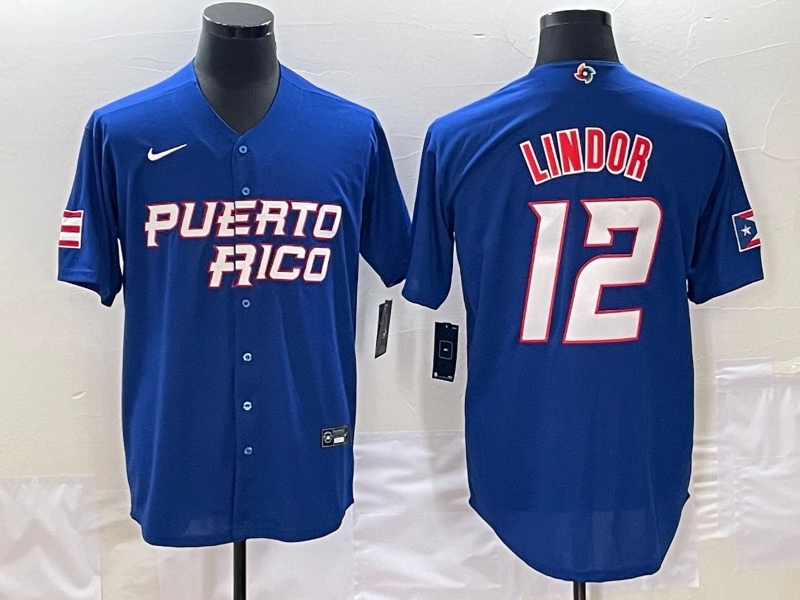Puerto Rico #12 Francisco Lindor 2023 Royal World Classic Stitched Jersey - Zenithce