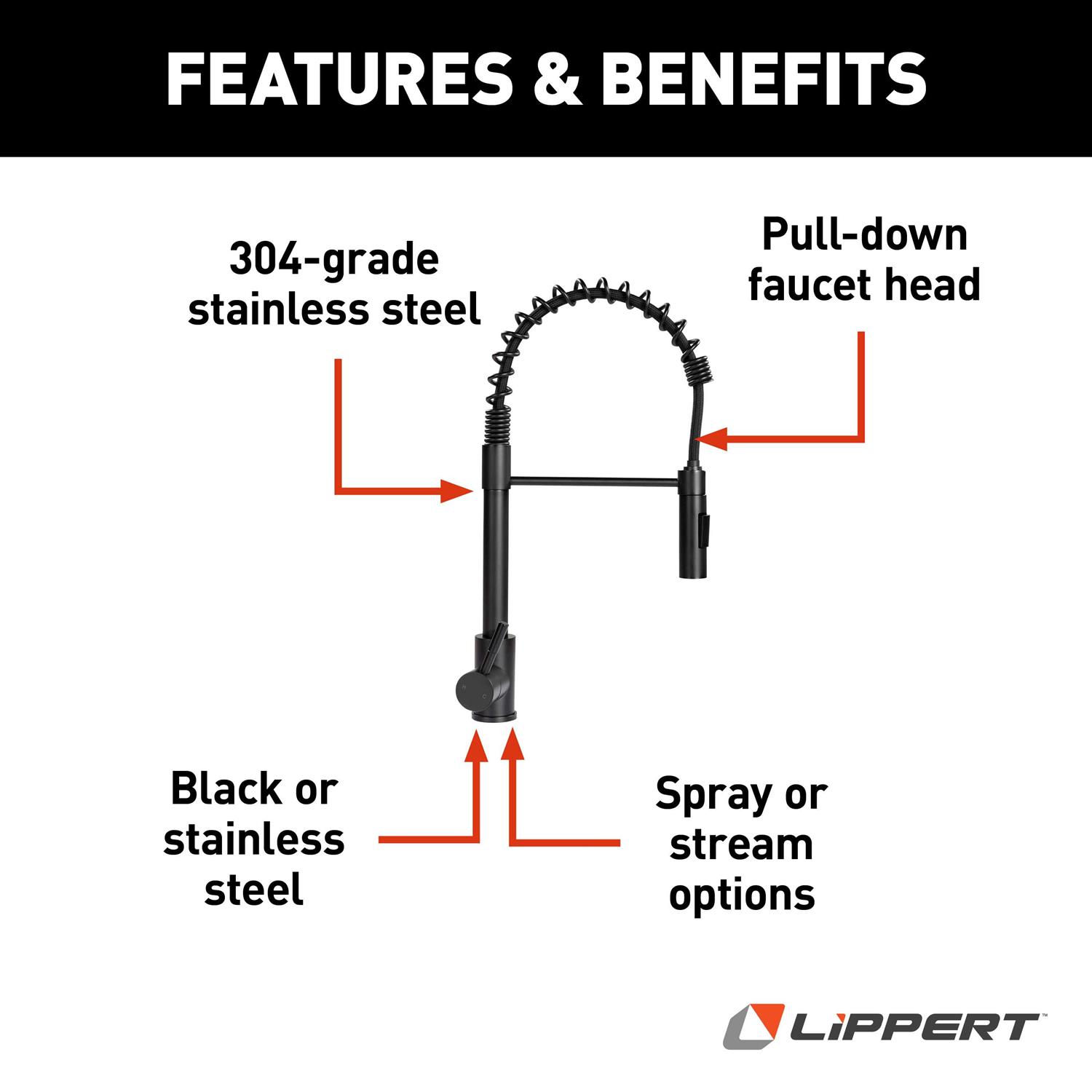 Lippert Bullet Pull-Down Faucet 719333 - Zenithce
