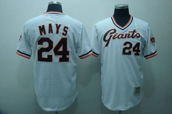 Mitchell And Ness Giants #24 Willie Mays Stitched White Throwback Jersey - Zenithce