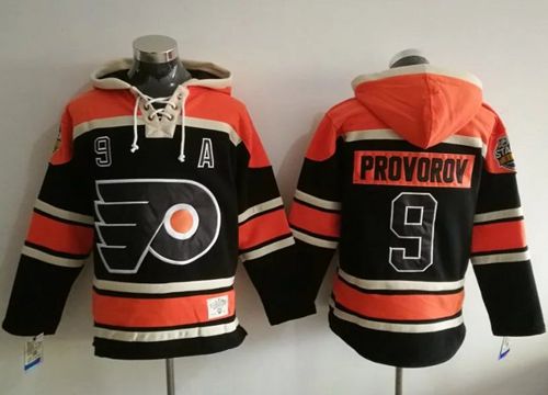 Flyers #9 Ivan Provorov Black Sawyer Hooded Sweatshirt Stitched Jersey - Zenithce