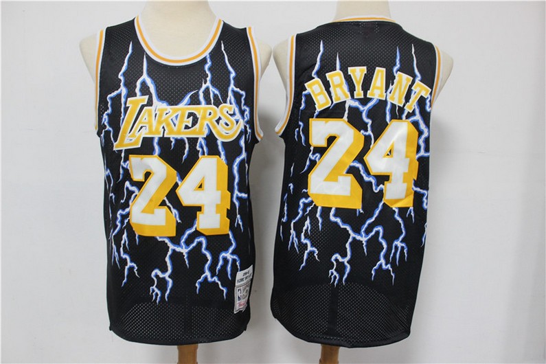 Los Angeles Lakers #24 Kobe Bryant Black Lightning Hardwood Classics Soul Swingman Throwback Jersey - Zenithce