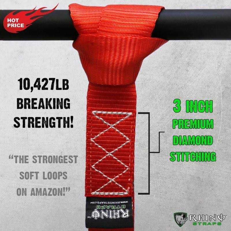 Rhino USA 1.7 inch x 17 inch Soft Loop Tie-Down Straps - Zenithce