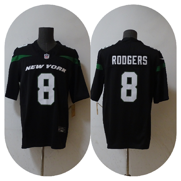 New York Jets #8 Aaron Rodgers 2023 F.U.S.E. Black Vapor Untouchable Limited Stitched Jersey - Zenithce