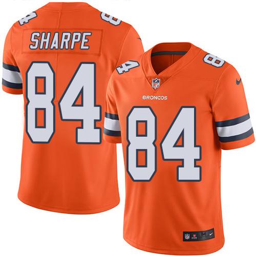 Broncos #84 Shannon Sharpe Orange Stitched Limited Rush Nike Jersey - Zenithce