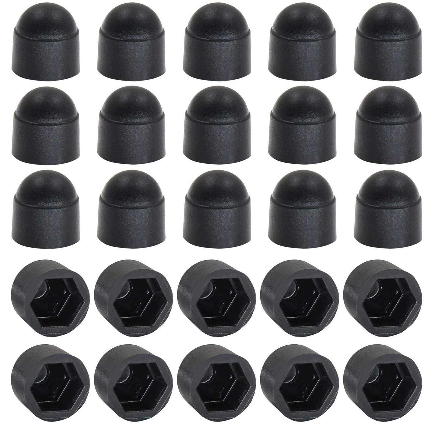 Zorfeter 25 Pcs Hex Head Bolt Covers Dome Plastic Bolt Caps Hexagonal Screw Cover Protection Caps Black - Zenithce