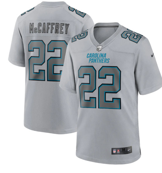 Carolina Panthers #22 Christian McCaffrey Gray Atmosphere Fashion Stitched Game Jersey - Zenithce