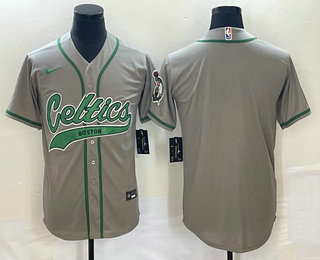 Boston Celtics Blank Gray Stitched Baseball Jersey - Zenithce