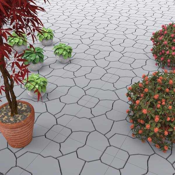 Pure Garden Patio & Deck Tiles-Interlocking Diamond Pattern Outdoor Flooring Pavers - Zenithce