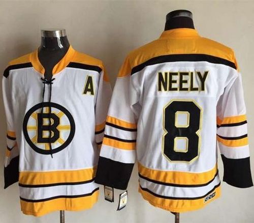 CCM Throwback Bruins #8 Cam Neely White Stitched Jersey - Zenithce