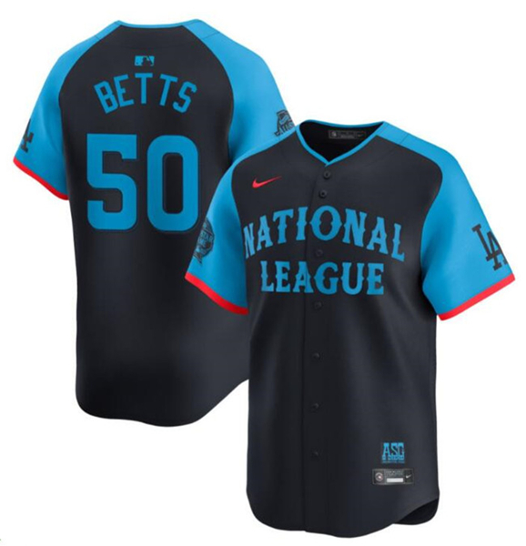 National League #50 Mookie Betts Navy 2024 All-Star Limited Stitched Jersey - Zenithce