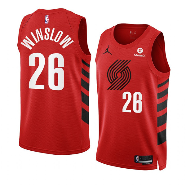 Portland Trail Blazers #26 Justise Winslow 2022-23 Red Statement Edition Swingman Stitched Jersey - Zenithce
