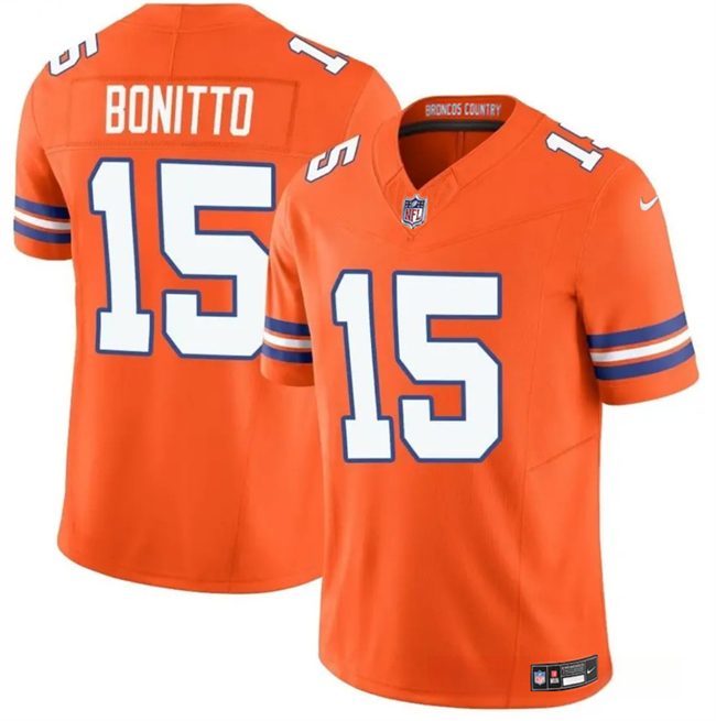 Denver Broncos #15 Nik Bonitto Orange F.U.S.E. Mile High Collection 1977 Throwback Vapor Limited Stitched Jersey - Zenithce