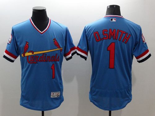 Cardinals #1 Ozzie Smith Light Blue Flexbase Authentic Collection Cooperstown Stitched Jersey - Zenithce