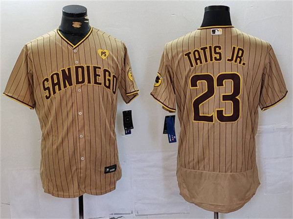 San Diego Padres #23 Fernando Tatis Jr. Tan With PS Patch Flex Base Stitched Jersey - Zenithce