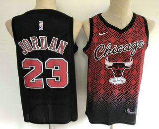 Chicago Bulls #23 Michael Jordan Red with Black Salute Swingman Stitched Jersey - Zenithce