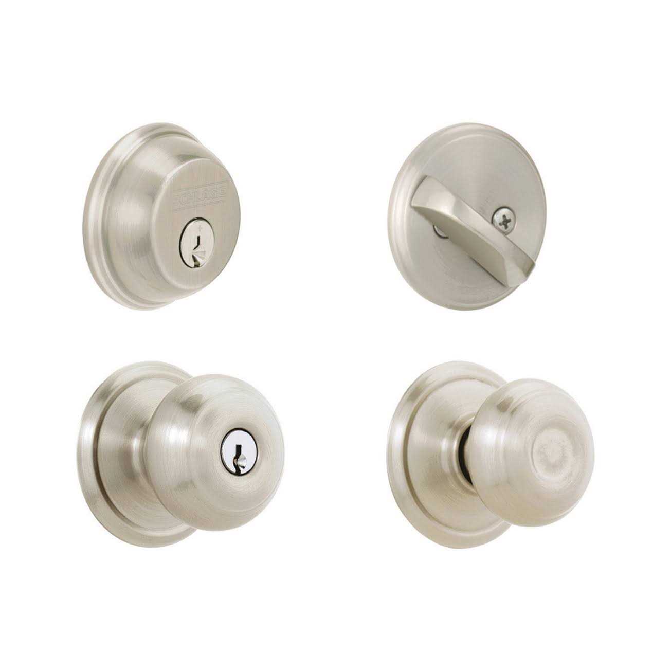Schlage Georgian Satin Nickel Entry Door Knob F51A GEO 619 - Zenithce