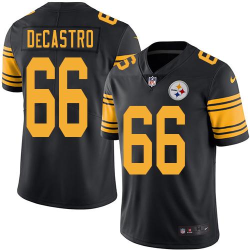 Steelers #66 David DeCastro Black Stitched Limited Rush Nike Jersey - Zenithce