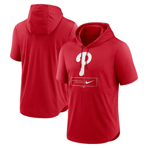Philadelphia Phillies Red Short Sleeve Pullover Hoodie - Zenithce