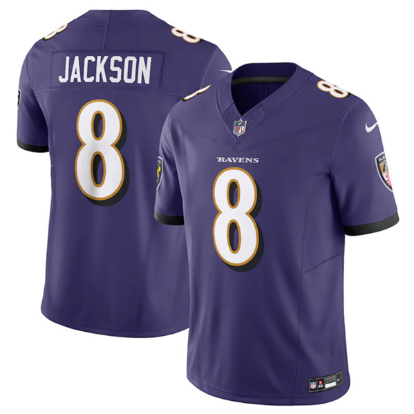 Baltimore Ravens #8 Lamar Jackson Purple 2023 F.U.S.E Vapor Jersey - Zenithce