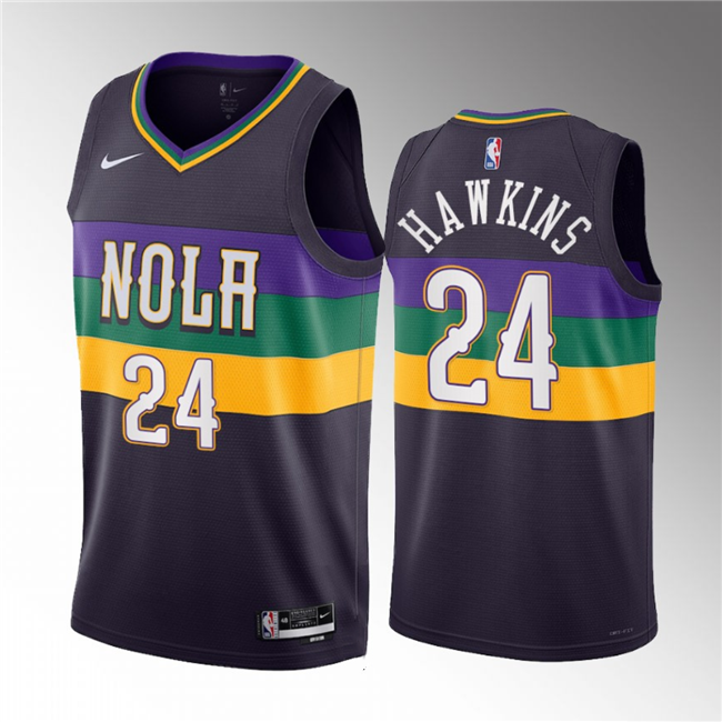 New Orleans Pelicans #24 Jordan Hawkins Purple 2023 Draft City Edition Stitched Jersey - Zenithce