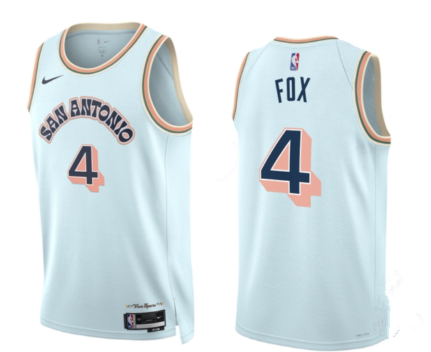 San Antonio Spurs #4 DeAaron Fox Light Blue 2024-25 City Edition Stitched Jersey - Zenithce