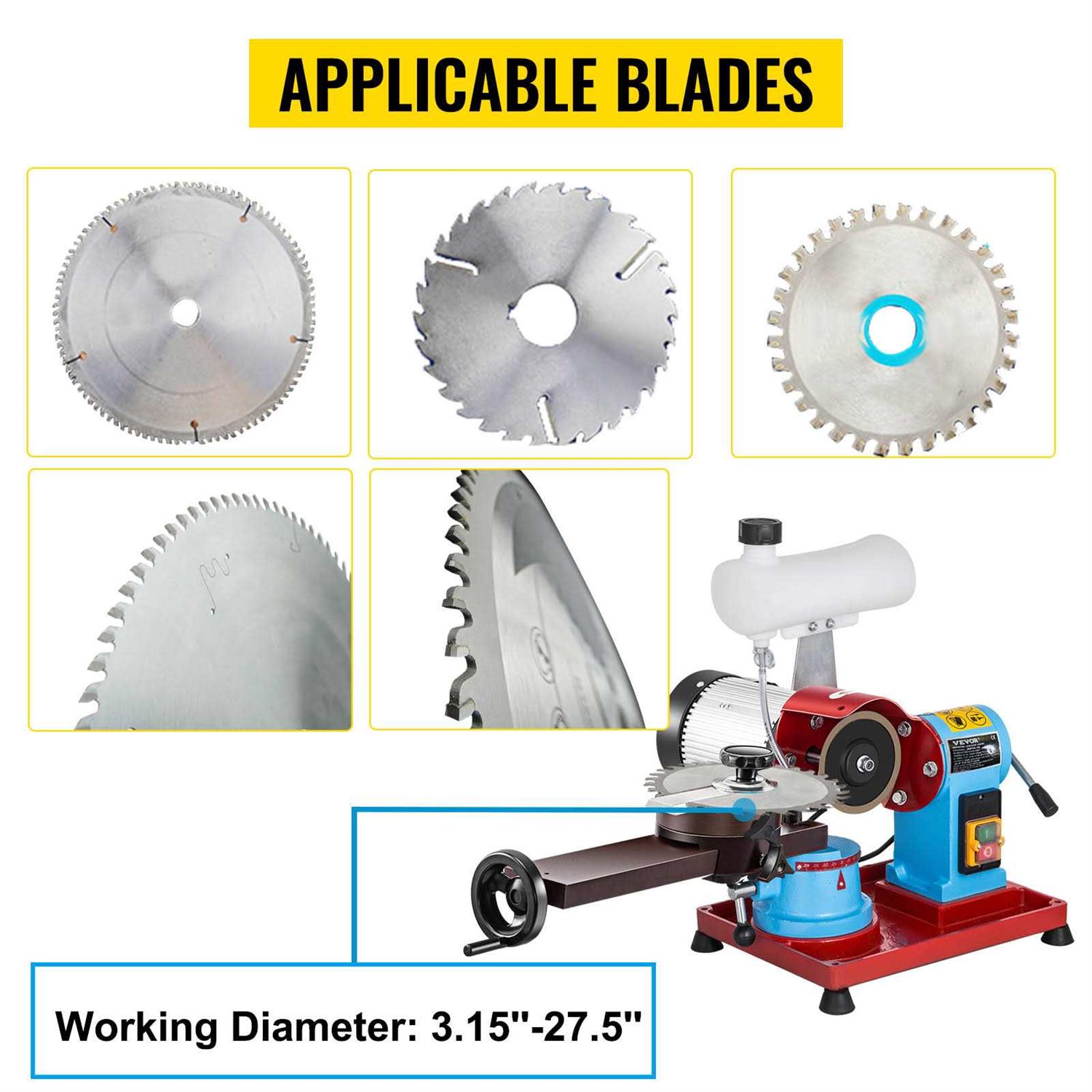 VEVOR Circular Saw Blade Sharpener 370W Bench Grinder w/ 5 Grinding Wheel - Zenithce