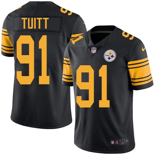 Steelers #91 Stephon Tuitt Black Stitched Limited Rush Nike Jersey - Zenithce