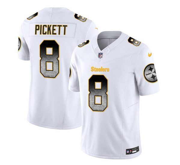 Pittsburgh Steelers #8 Kenny Pickett White 2023 F.U.S.E. Smoke Vapor Untouchable Limited Stitched Jersey - Zenithce