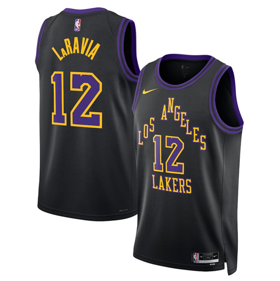 Los Angeles Lakers #12 Jake LaRavia Black 2025-26 City Edition Stitched Jersey - Zenithce