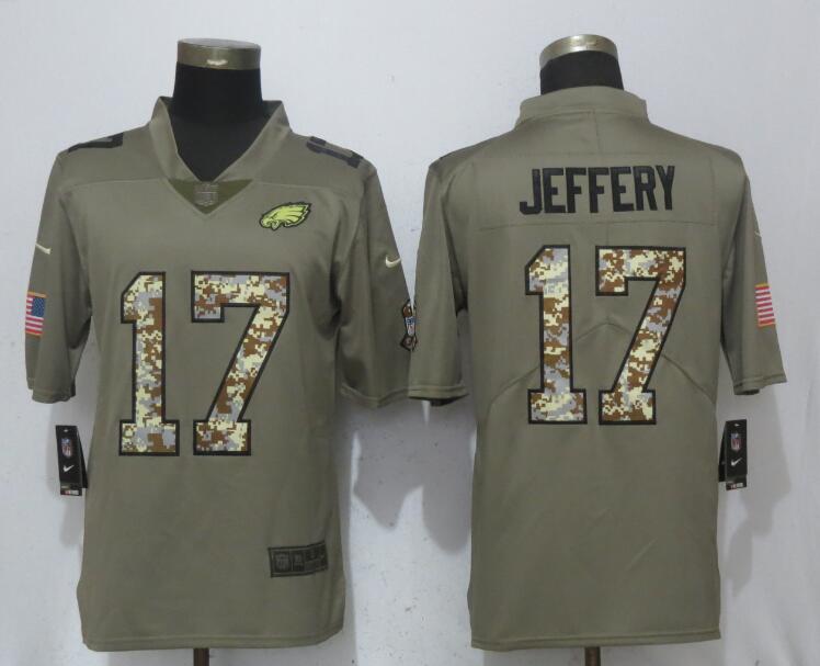 Philadelphia Eagles #17 Alshon Jeffery Olive Camo Salute To Service Limited Stitched Jersey - Zenithce