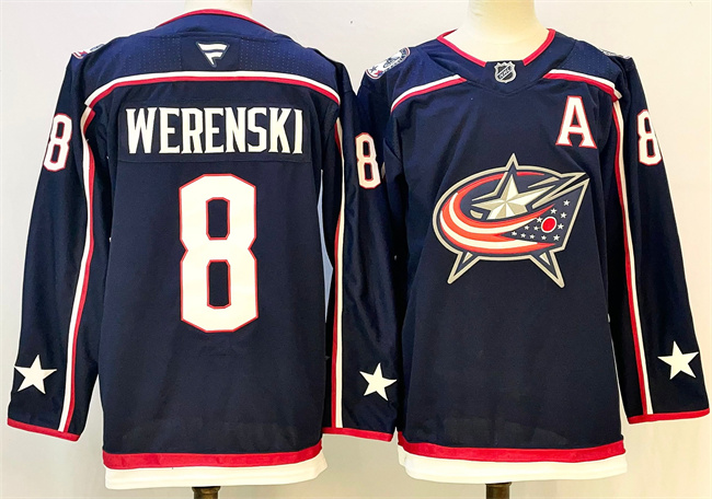 Columbus Blue Jackets #8 Zach Werenski Navy With A Patch Stitched Jersey - Zenithce