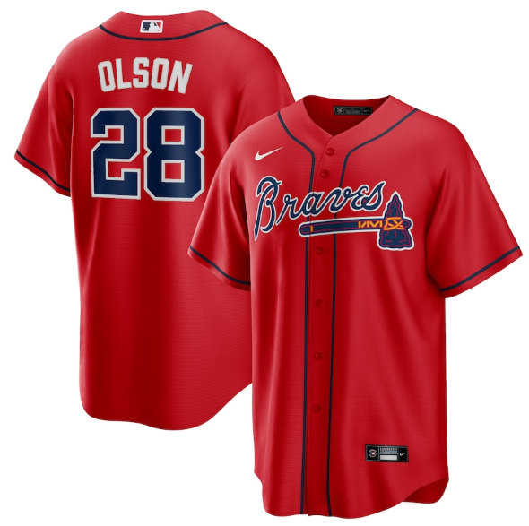Atlanta Braves #28 Matt Olson Red Cool Base Stitched Baseball Jersey - Zenithce