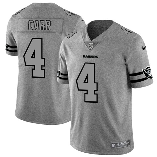 Raiders #4 Derek Carr 2019 Gray Gridiron Team Logo Limited Stitched Jersey - Zenithce