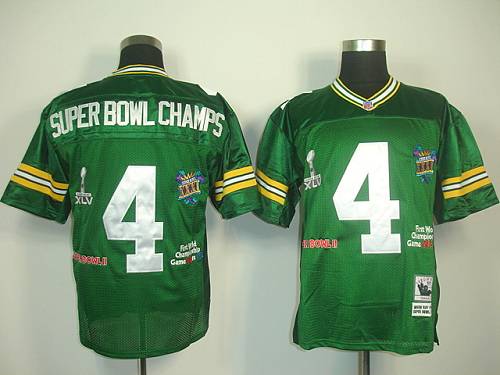 Mitchell And Ness Packers #4 SuperBowl Champs Green Stitched Jersey - Zenithce